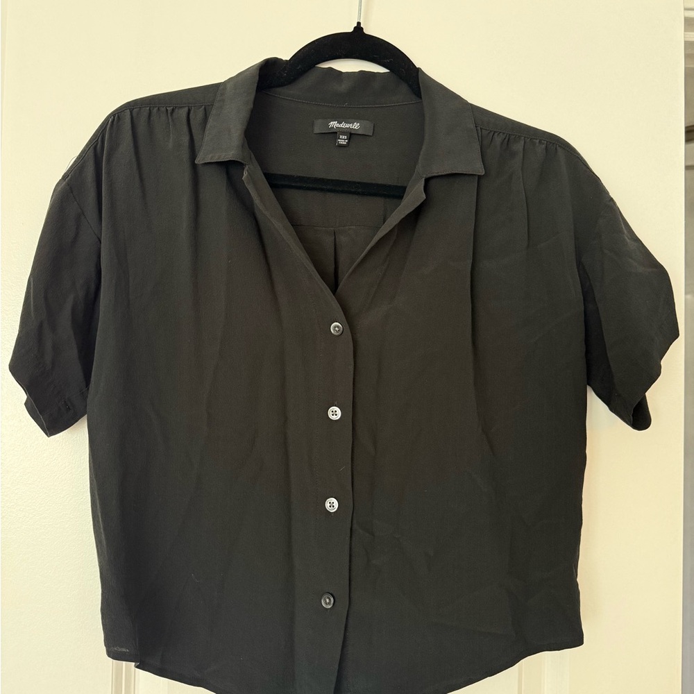 Black Button-Up semi sheer Shirt by Madewell